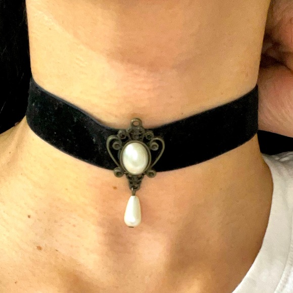Collar, Gothic, Black, Velvet, Burlesque shocker necklace - Picture 2 of 2